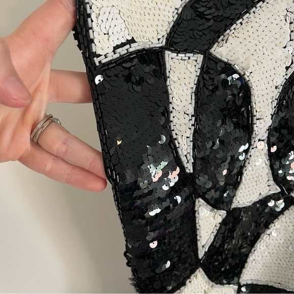 VINTAGE 80s TADASHI Sequin Mod Midi Dress - Picture 7 of 12